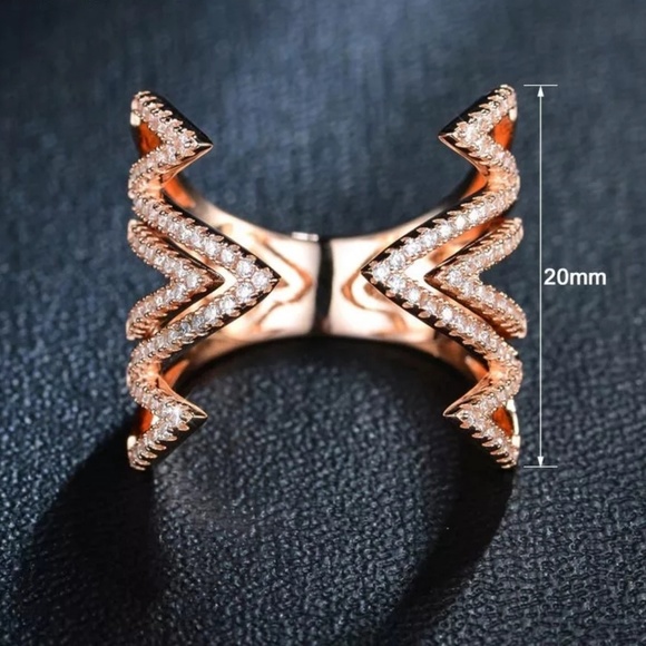 18k Rose Gold Zig Zag Micro Pave CZ Ring - Picture 8 of 8